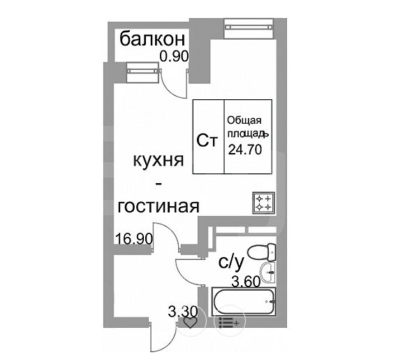 Квартира-студия в Краснодаре